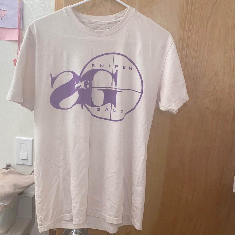 Sniper Gang VTG White T-Shirt with Purple Graphic